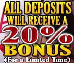 ALL DEPOSITS Will Receive a 20% Bonus (For a Limited Time)